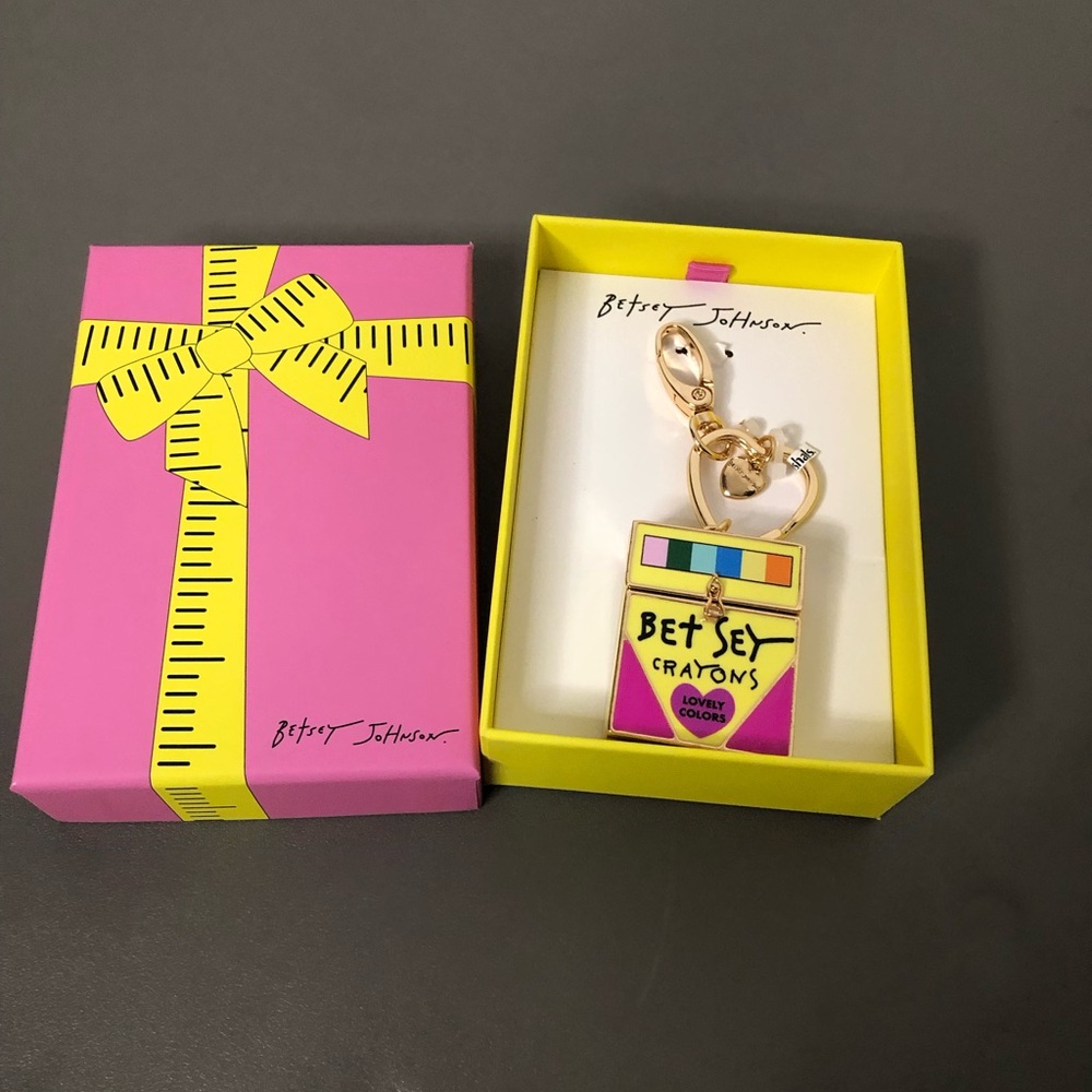 Viral HTF Betsey Johnson Crayons Box Bag Charm Key Chain NWT